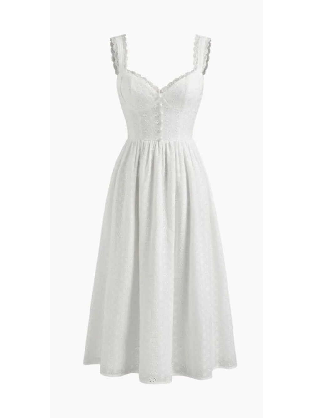 Cider Cotton V-neck Broderie Anglaise Floral Button Midi Dress Size 1XL